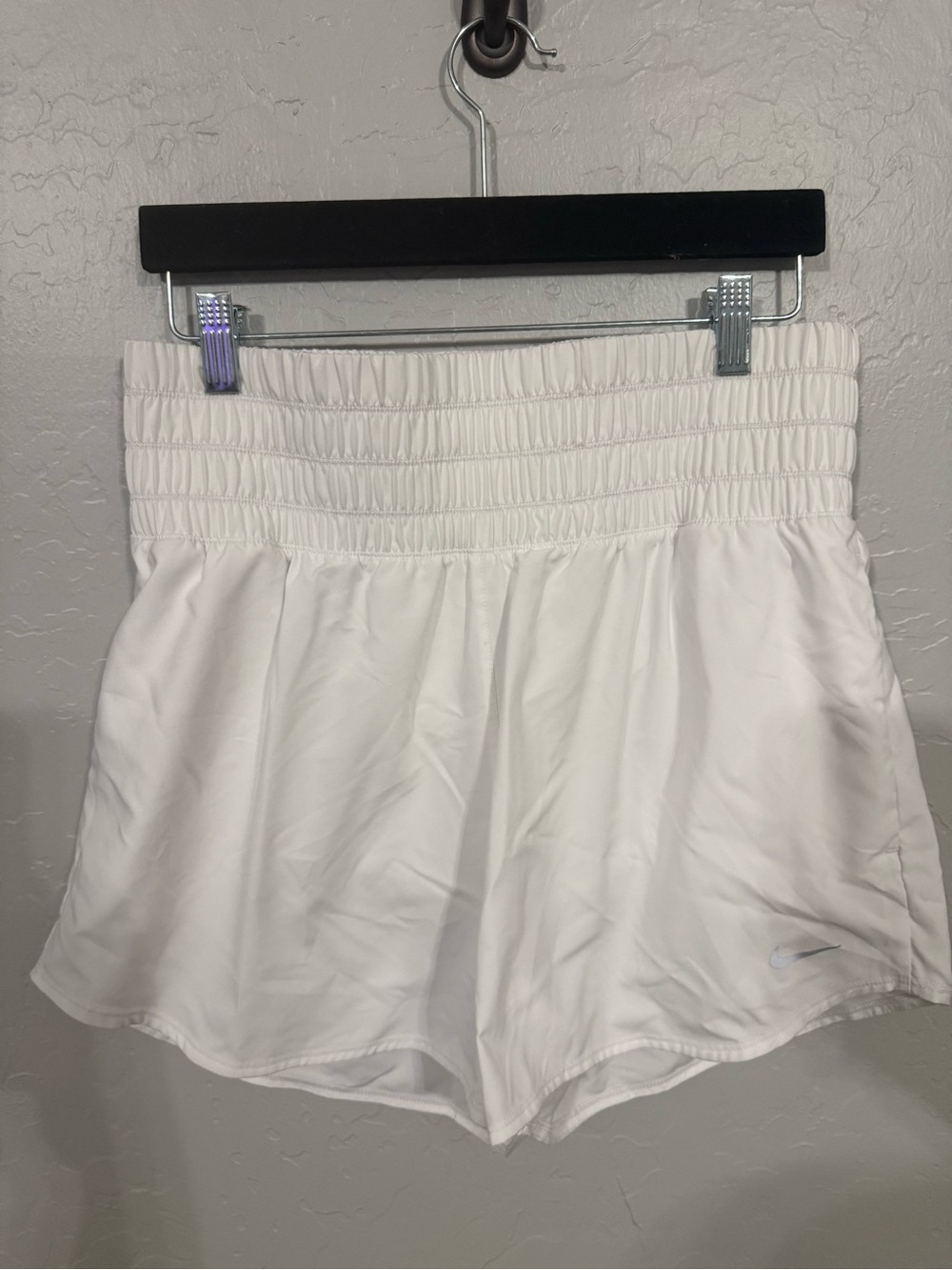 Nike White Smocked Waist Athletic Shorts